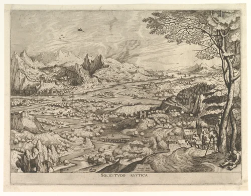 Rustic Solicitude (Solicitudo rustica), from "The Large Landscapes" by Johannes van Doetecum, print, 1550-1560