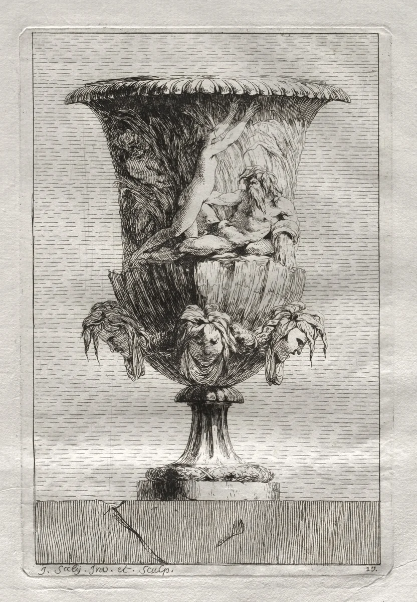 Suite of Vases: Plate 17 by Jacques François Saly, print, 1746