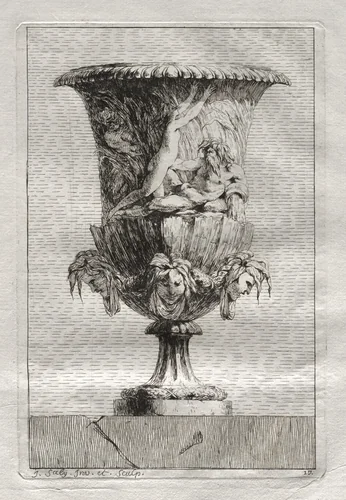Suite of Vases: Plate 17 by Jacques François Saly, print, 1746
