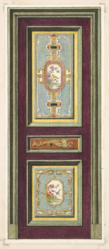 Design for the decoration of a door with Chinese motifs by Jules-Edmond-Charles Lachaise, drawing, 1830-1897