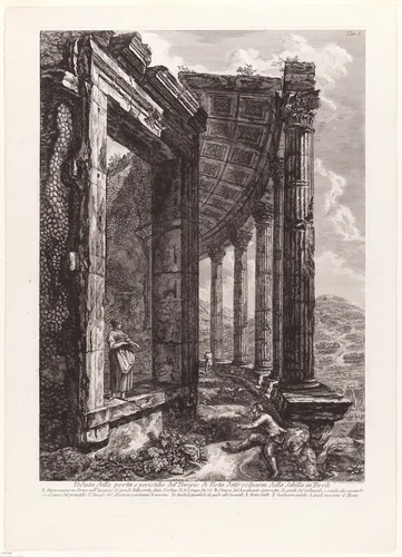 View of the Door and Peristyle of the Temple of Vesta by Francesco Piranesi, print, 1780