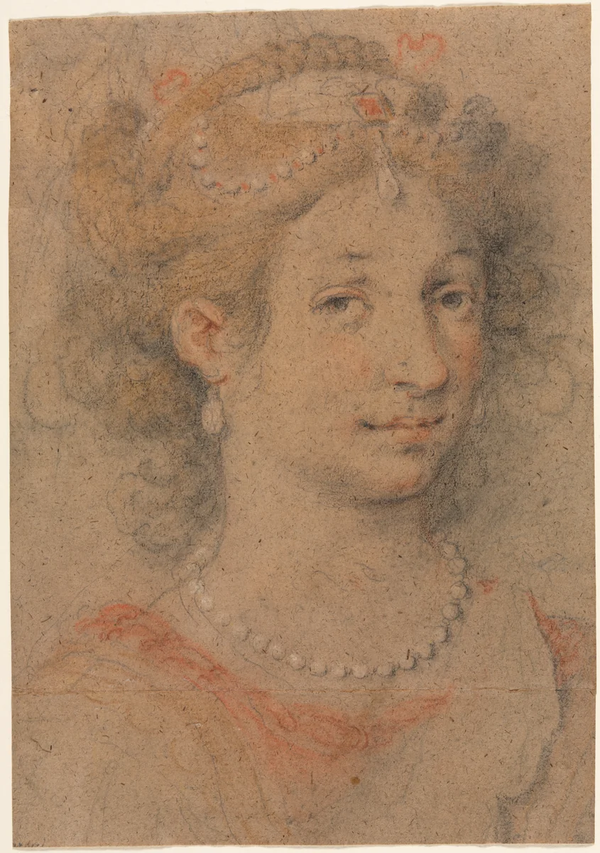 Head of a Woman by anonymous, drawing, 1600-1699