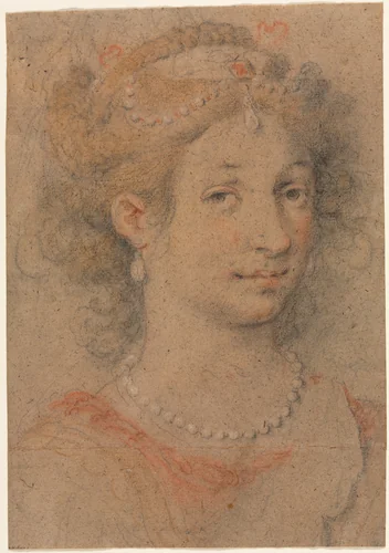 Head of a Woman by anonymous, drawing, 1600-1699