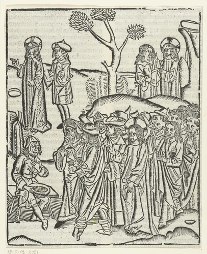 Christus geneest de blinde Bartimeus by Unknown, print, 1480-1500