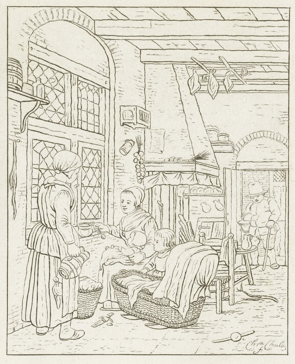 Thuiskomst van vader by Pieter de Mare, print, 1779-1796