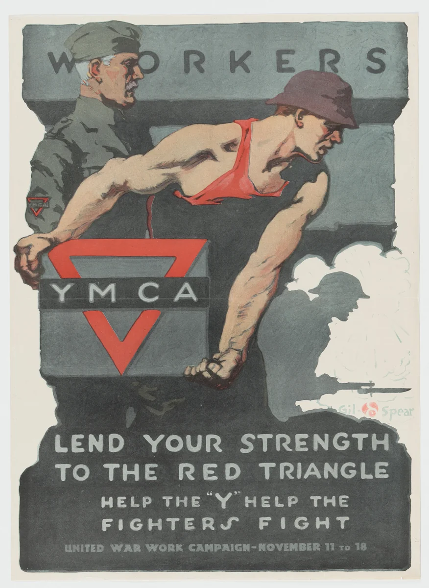 Workers, Lend Your Strength to the Red Triangle by Gil Spear, design, 1918
