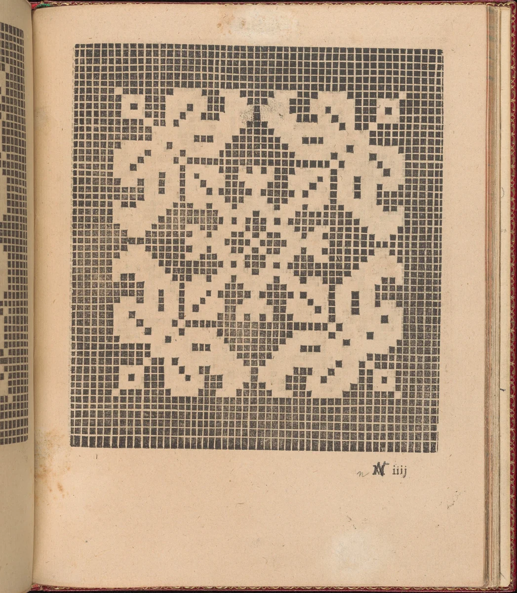 Les Singuliers et Nouveaux Portraicts... page 52 (recto) by Federico de Vinciolo, book, 1588