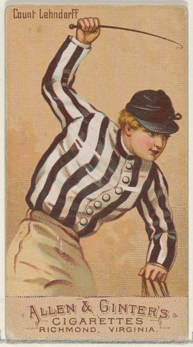 Count Lehndorff, from the Racing Colors of the World series (N22b) for Allen & Ginter Cigarettes by Allen & Ginter, print, 1888