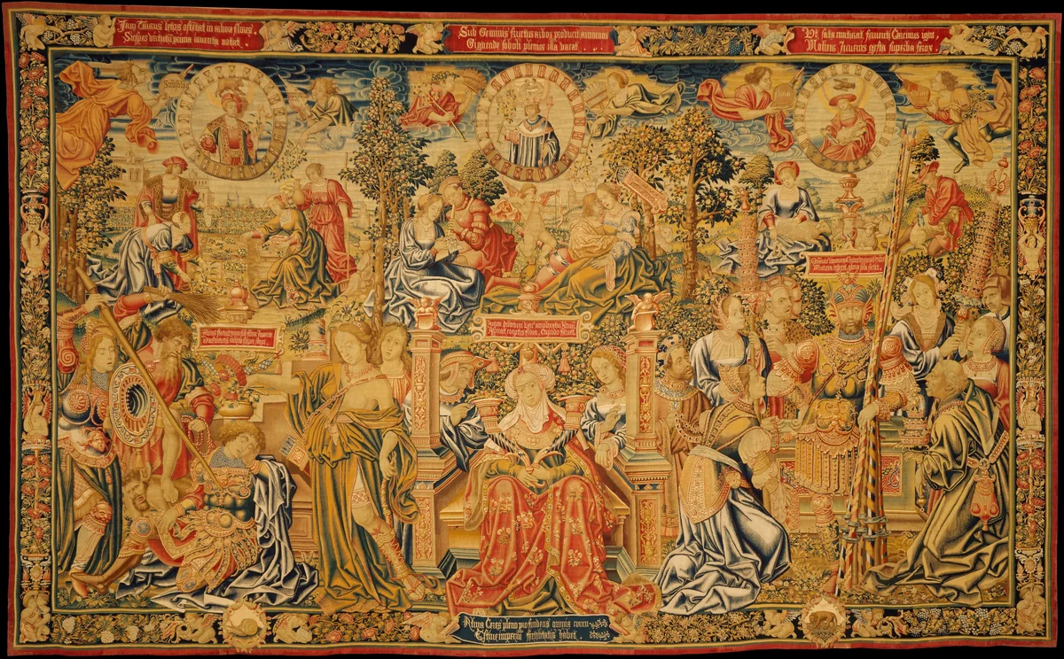 The Twelve Ages of a Man: The Second Three Ages (18-36), or Summer by Bernard van Orley, textile, 1510-1520
