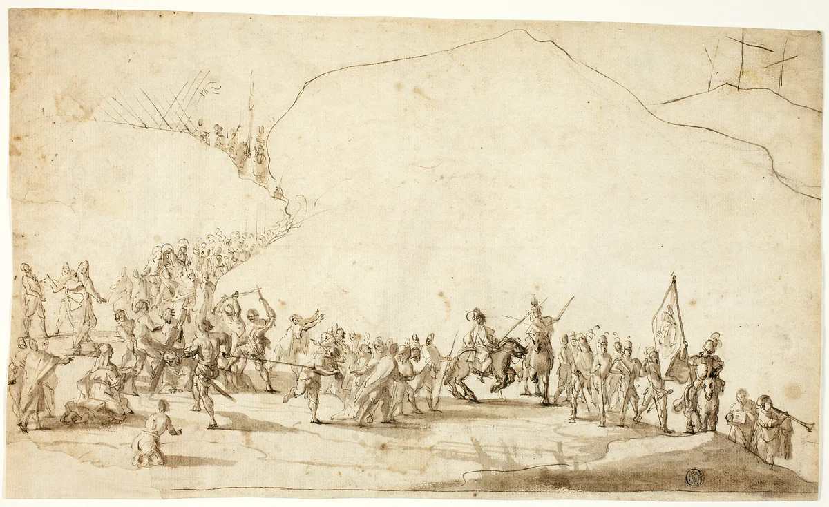 Calvary (recto); Sketch of Lower Part of Right Leg (verso) by Unknown Artist, drawing, 1600-1699