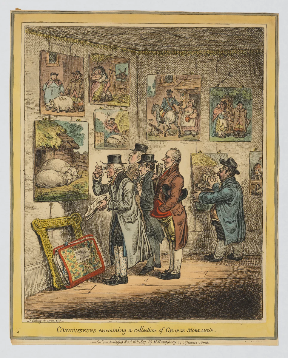 Connoisseurs Examining a Collection of George Morland's by James Gillray, print, 1807