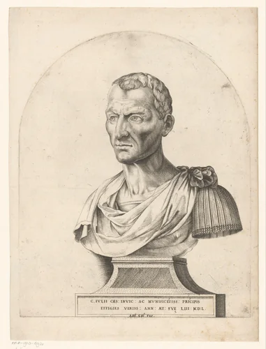 Portretbuste van Julius Caesar by anonymous, print, 1550