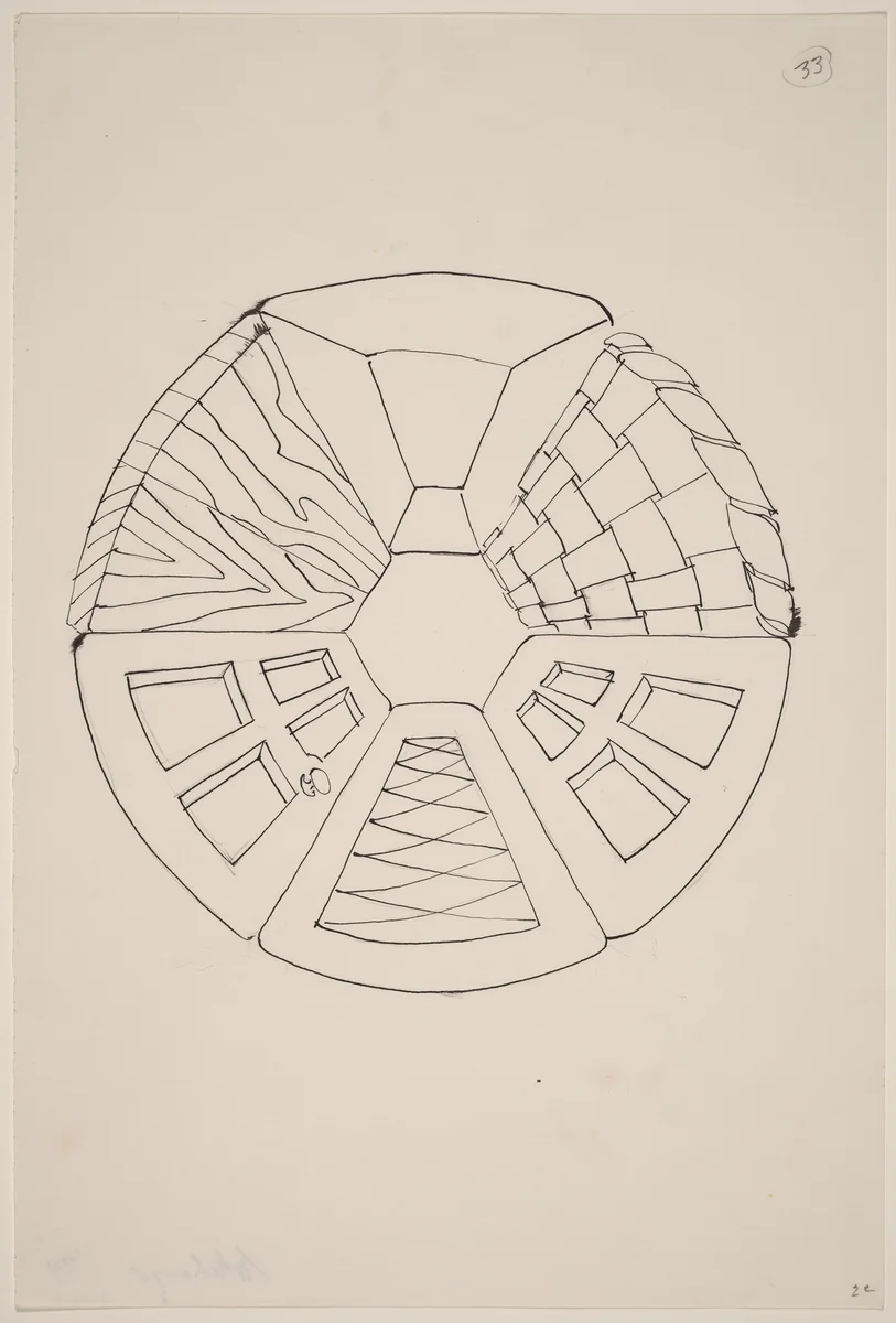 Basket, Table, Door, Window, Mirror, Rug #33 by Richard Artschwager, drawing, 1974