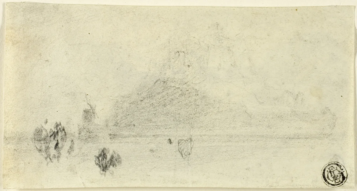 Sketch of Mont Saint Michel (recto); Buildings Beside Water (verso) by John Sell Cotman, drawing, 1808-1842