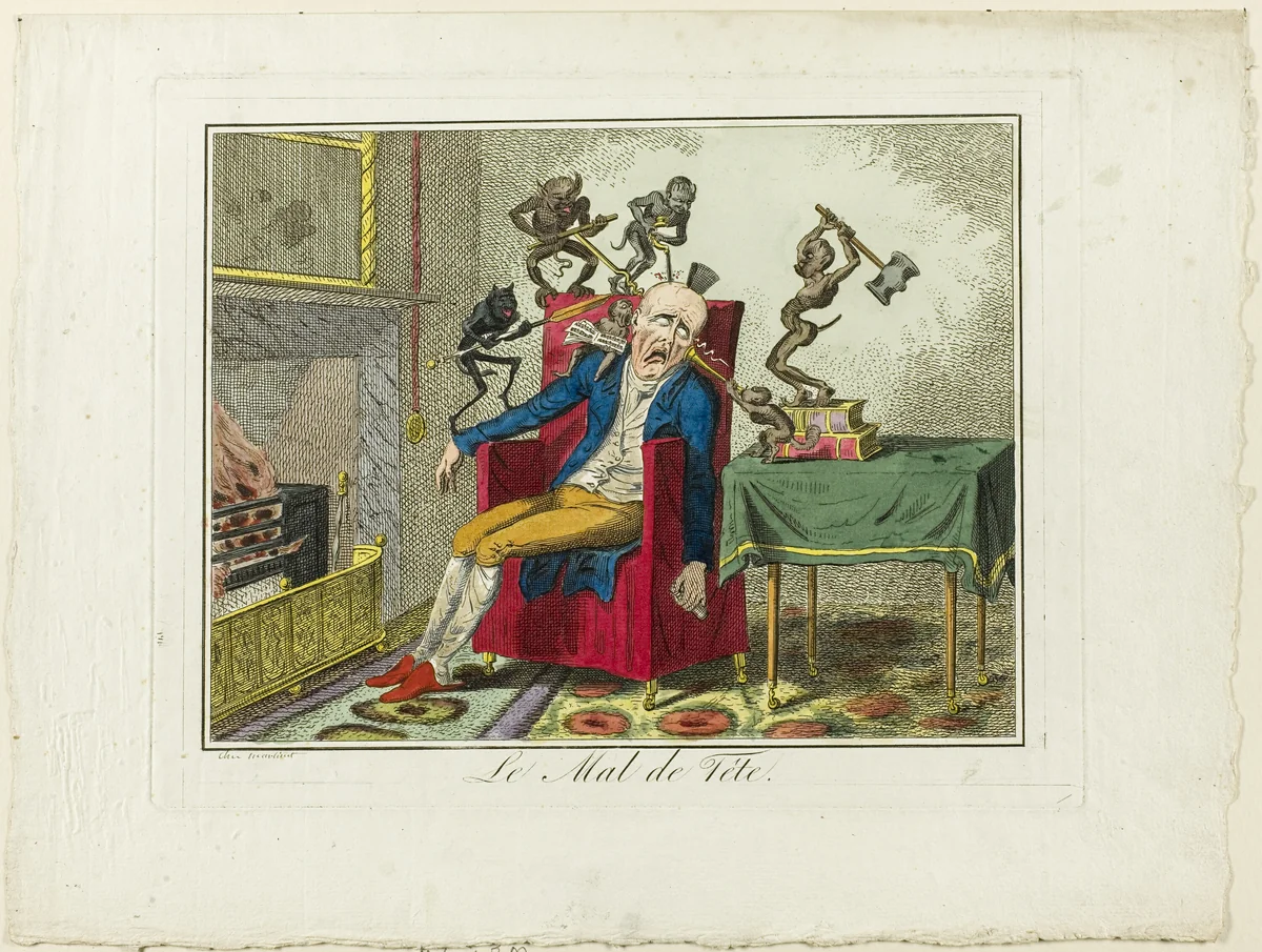 The Headache by George Cruikshank, print, 1819