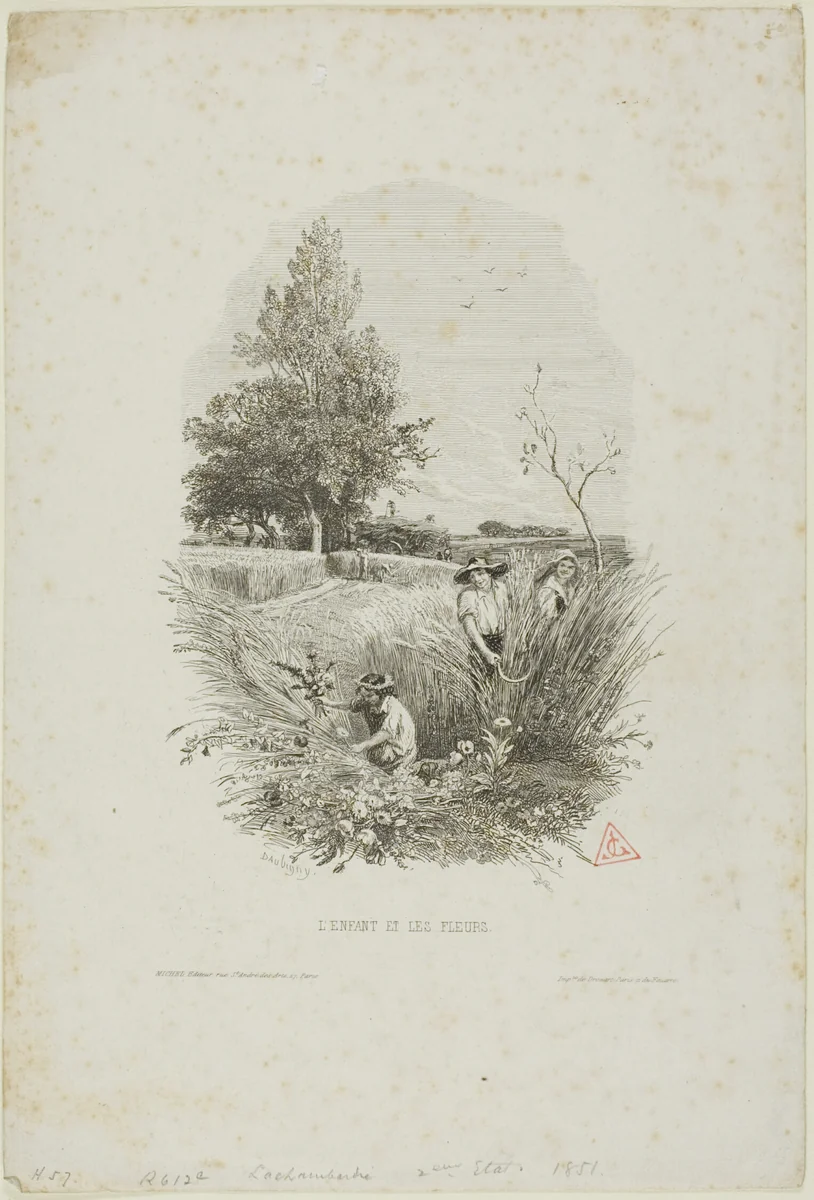 The Child and the Flowers by Charles-François Daubigny, print, 1851
