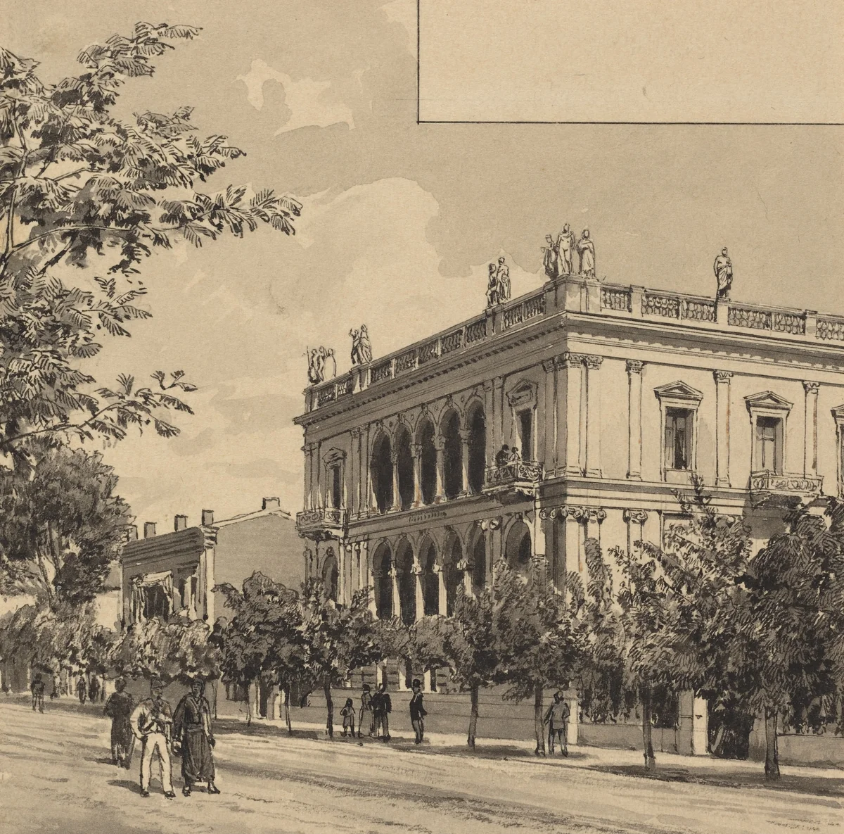 House of Heinrich Schliemann by Themistocles von Eckenbrecher, drawing, 1890