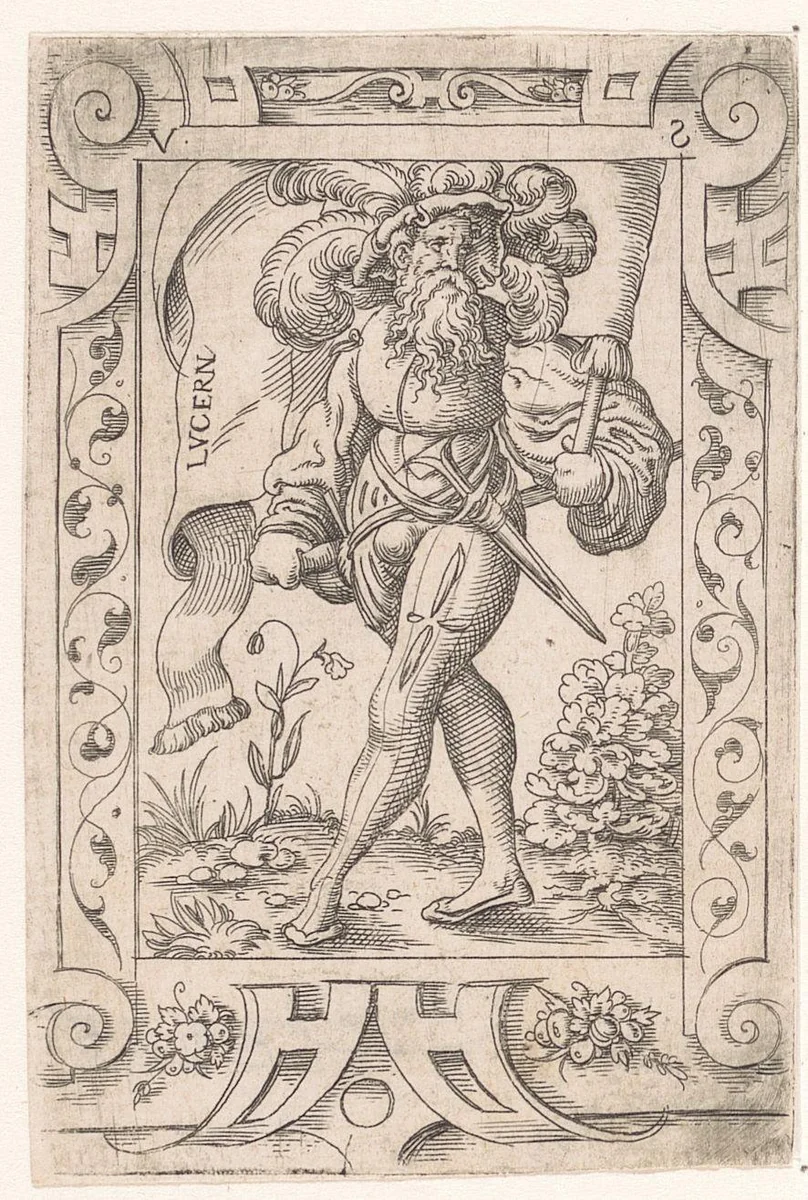 Vaandeldrager met vaandel van Luzern by Unknown, print, 1524-1562