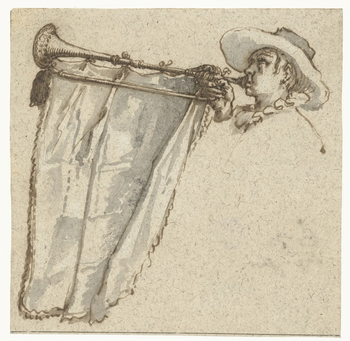 Trompetter by Jacques de Gheyn, drawing, 1575-1629