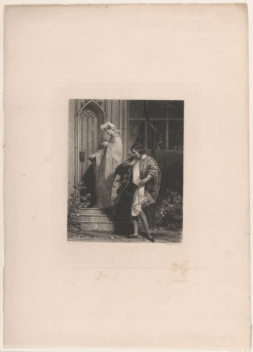 Anne Page and Slender (Shakespeare's Merry Wives of Windsor, Act 1, Scene 1) by Samuel Reynolds, print, 1829