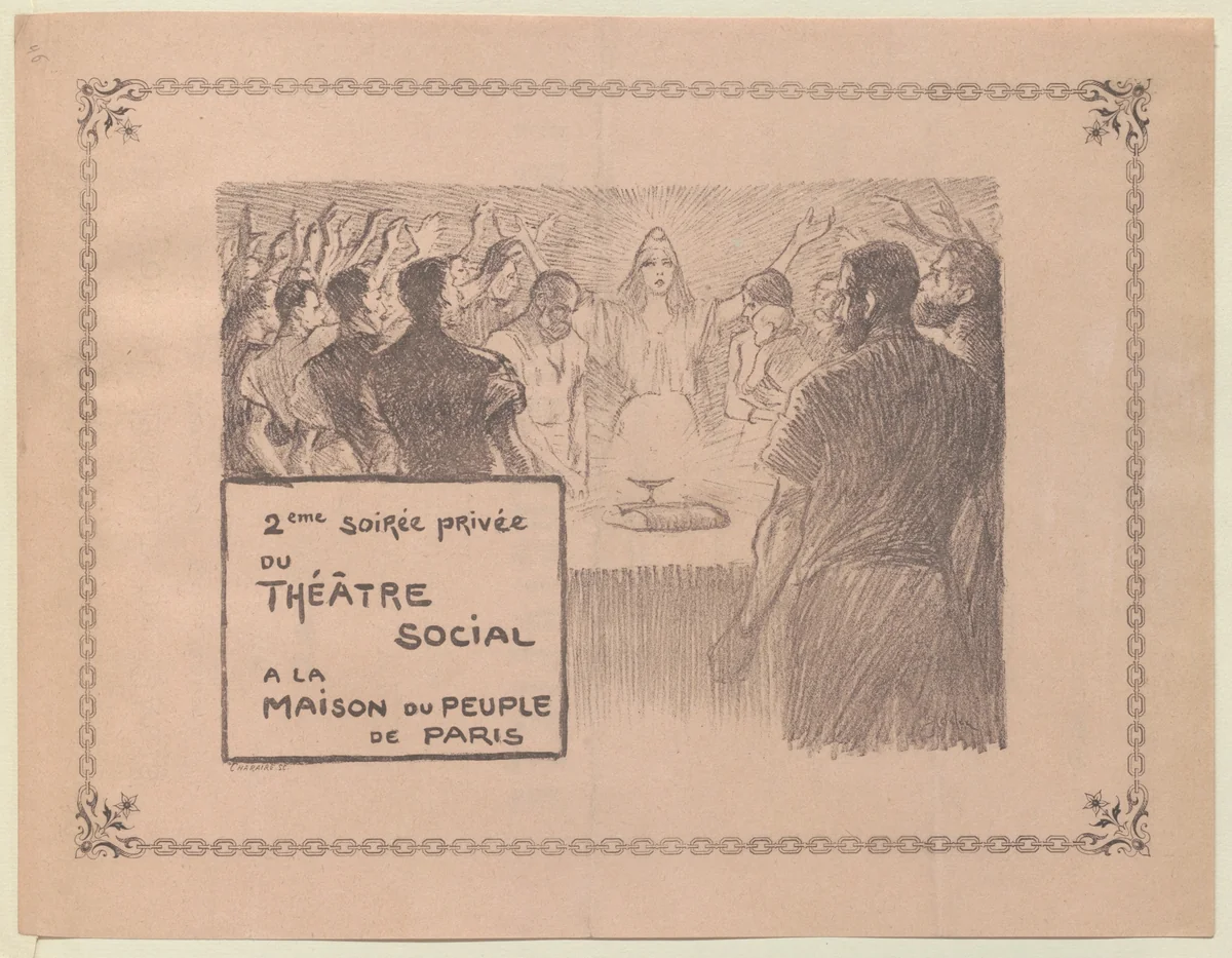 Program for Socialist Spring (La Paque socialistes) from The Beraldi Album of Theatre Programs by Théophile-Alexandre Steinlen, print, 1894