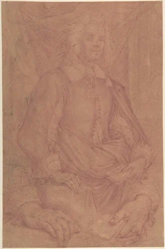 Study for a Three-Quarter-Length Portrait of a Gentleman (recto), Study of a Clothed Figure and a Foot (verso) by Mario Balassi, drawing, 1605-1667