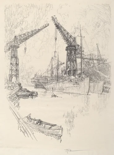 Building Destroyers by Joseph Pennell, print, 1917