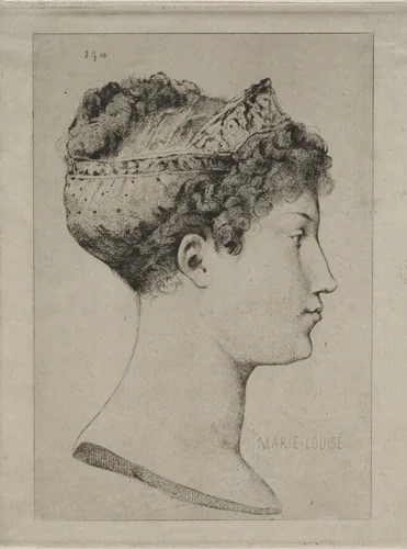 Marie Louise in Profile by Jules de Goncourt, print, 1860