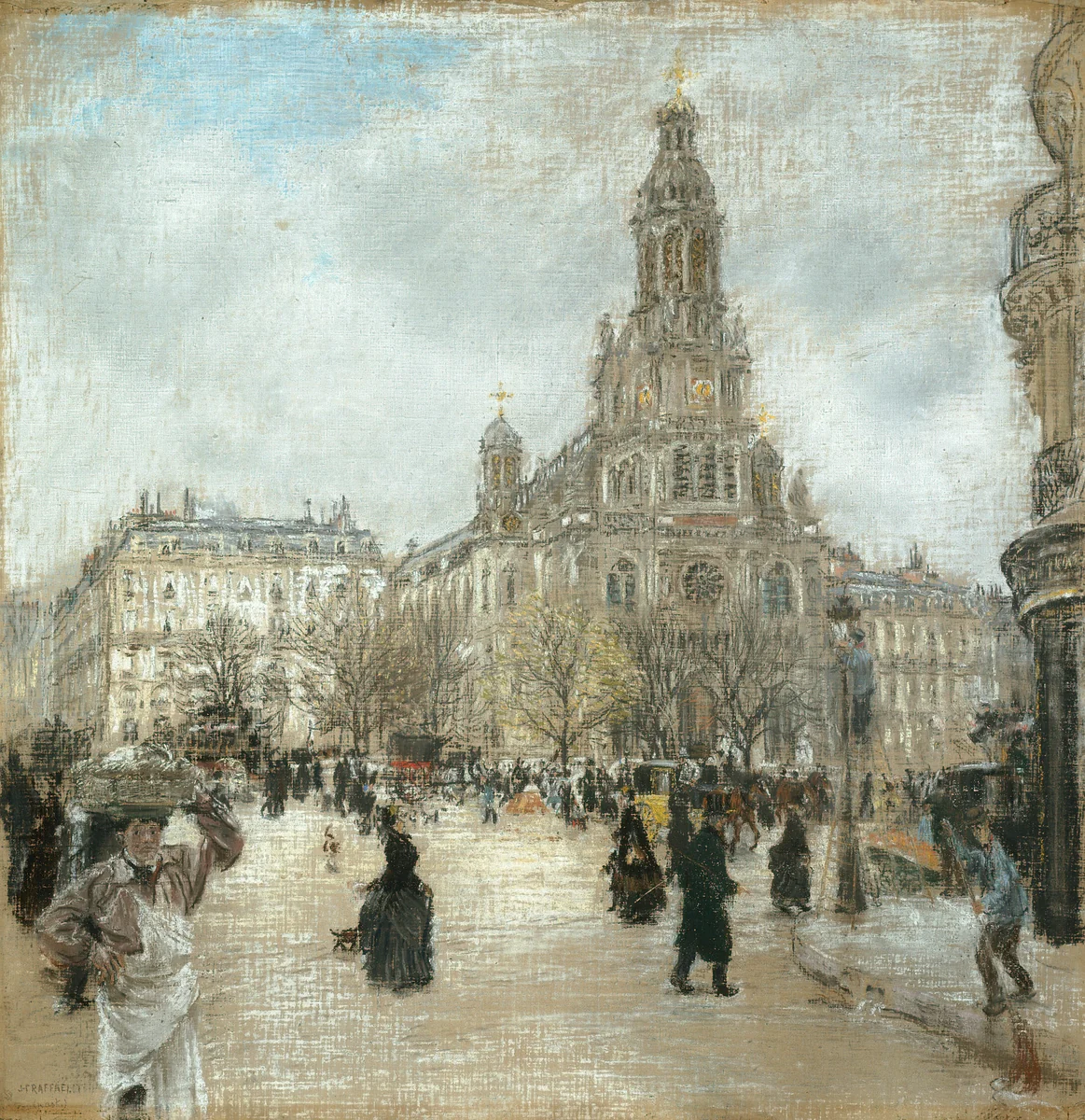 Place de la Trinité, Paris by Jean-François Raffaëlli, print, 1881-1896