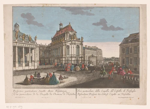 Gezicht op de kapel van paleis Versailles by Johann Friedrich Leizelt, print, 1755-1779