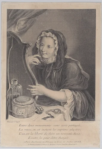 The Coquettish Widow by Bernard Lepicié, print, 1724