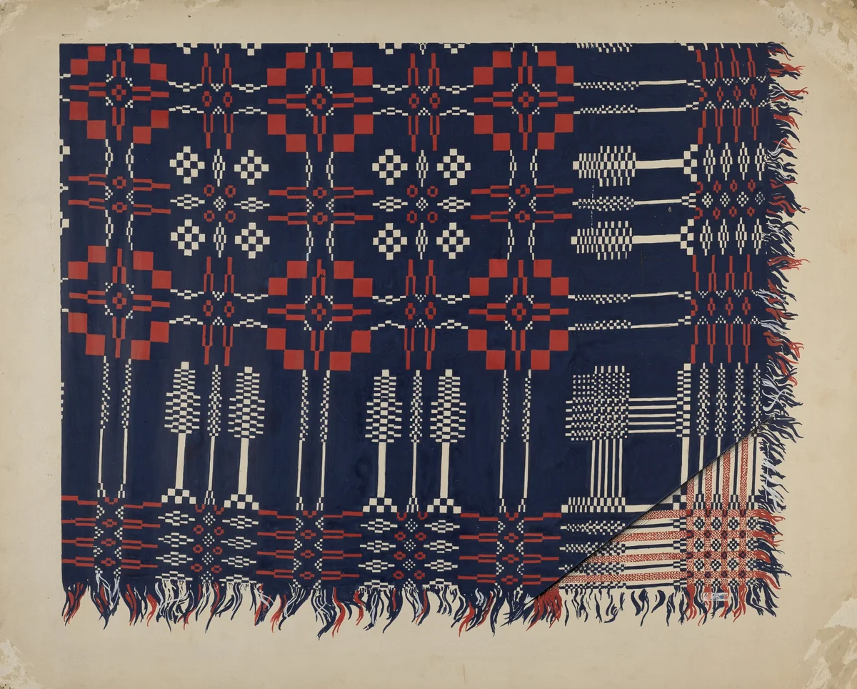 Woven Coverlet by Ralph Atkinson, index of american design, 1937