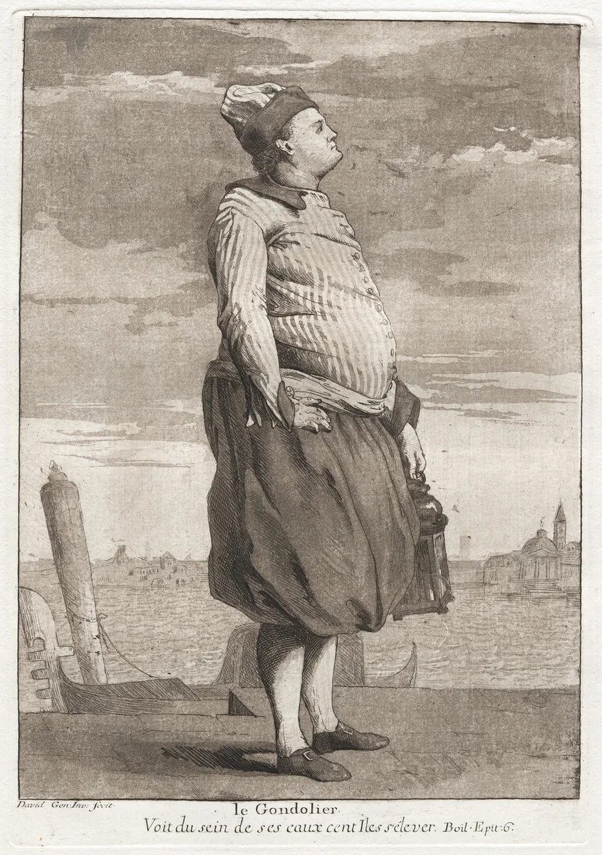 Le Gondolier (The Gondolier) by Giovanni David, print, 1775