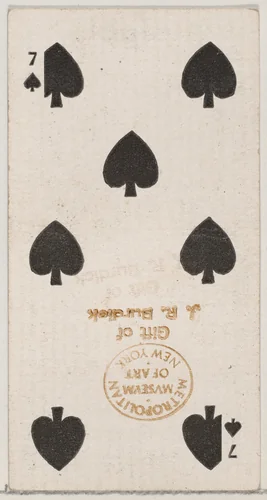 Seven Spades (black), from the Playing Cards series (N84) for Duke brand cigarettes by W. Duke, Sons & Co., print, 1888