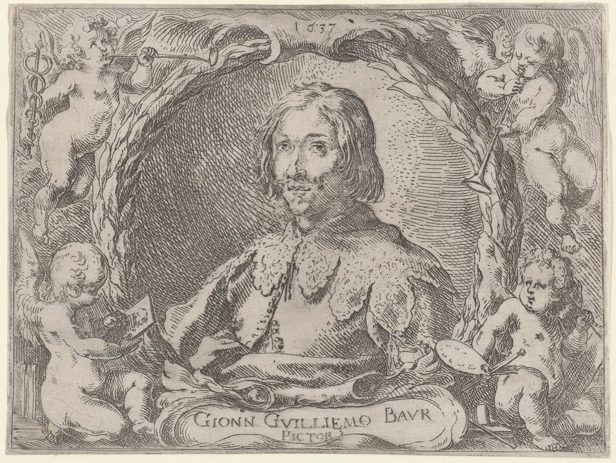 Self-portrait by Johann Wilhelm Baur, print, 1637