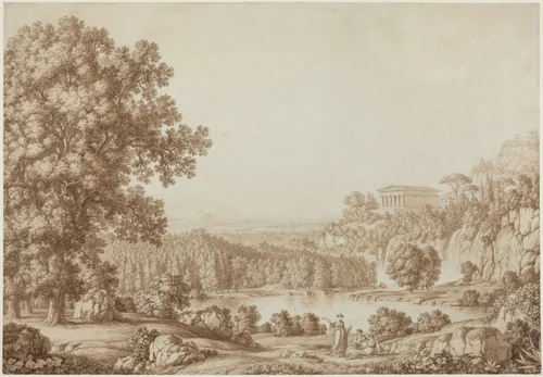 Arcadian Landscape with a Doric Temple by Christoph Heinrich Kniep, drawing, 1790-1799