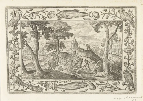 Wolvenjacht by Unknown, print, 1582-1586