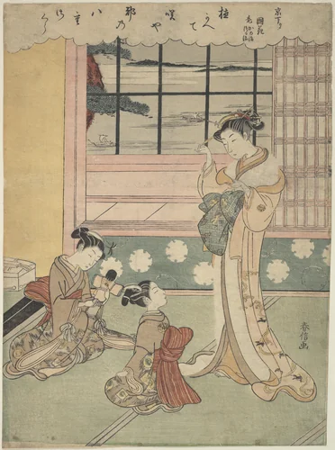 Window Opening Toward the Sea by Suzuki Harunobu (鈴木春信), print, 1725-1770