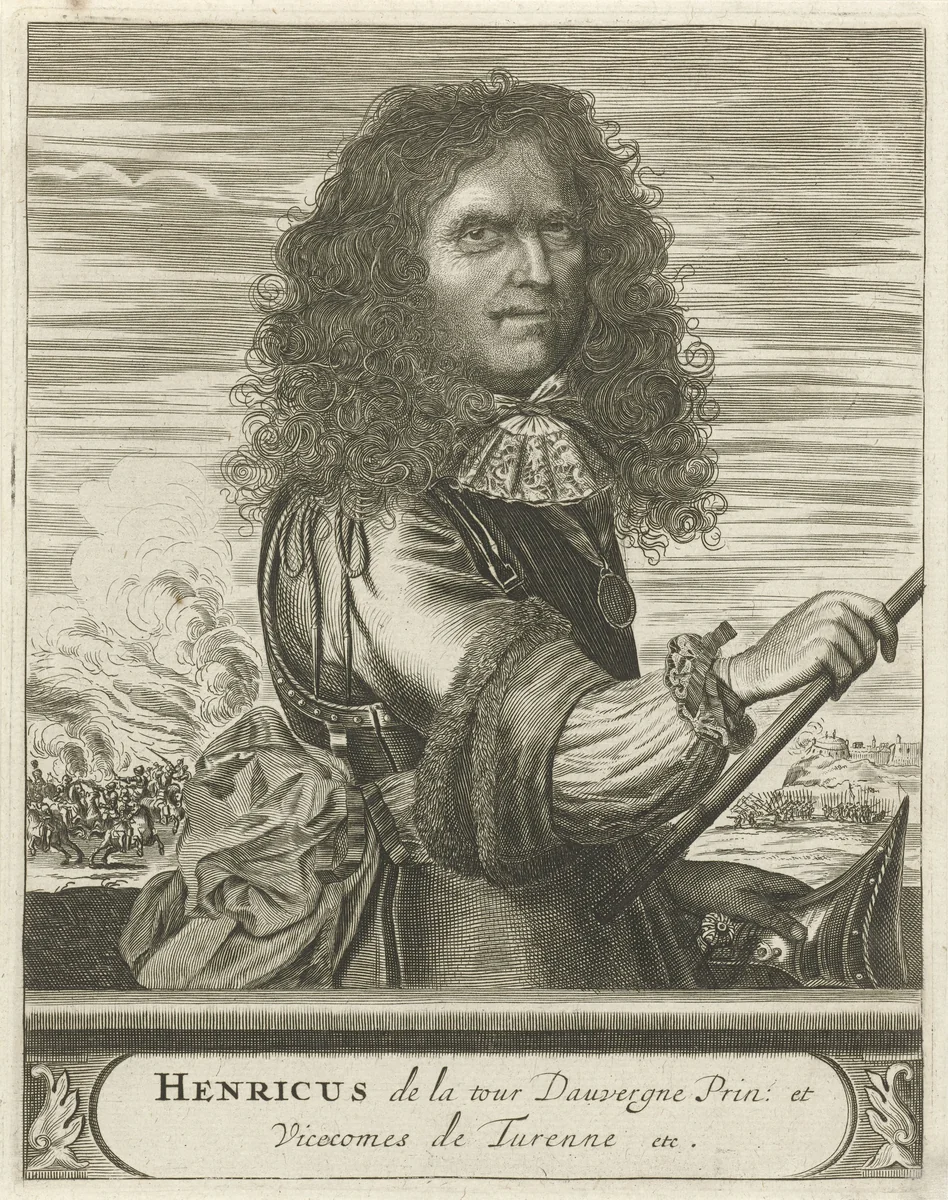 Portret van Henri de Latour d'Auvergne by Christiaan Hagen, print, 1635-1695