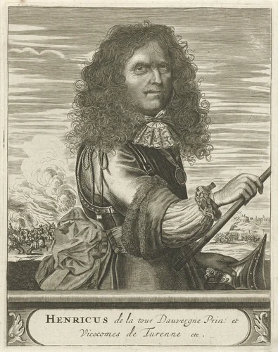Portret van Henri de Latour d'Auvergne by Christiaan Hagen, print, 1635-1695