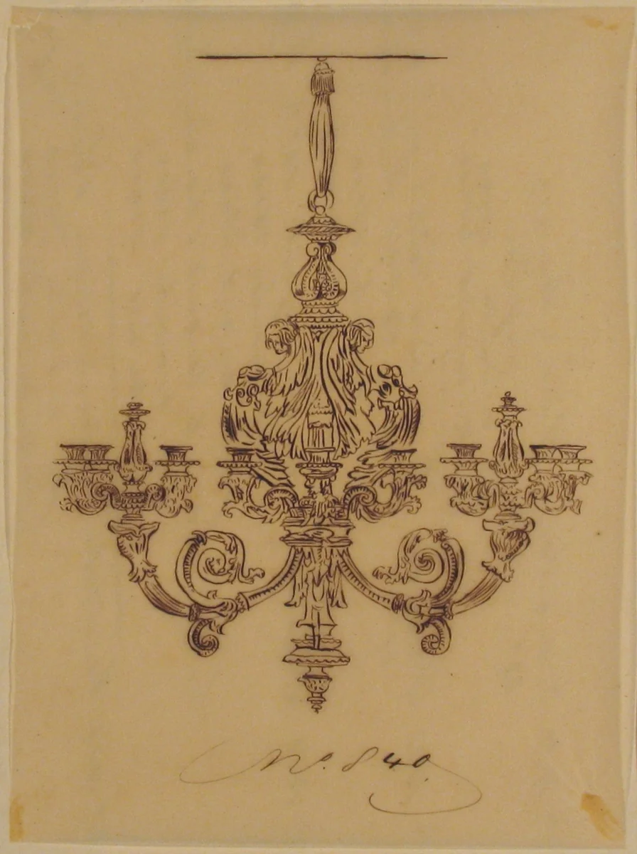 Design for a Chandelier by anonymous, drawing, 1800-1899