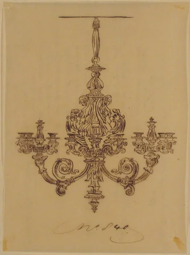 Design for a Chandelier by anonymous, drawing, 1800-1899