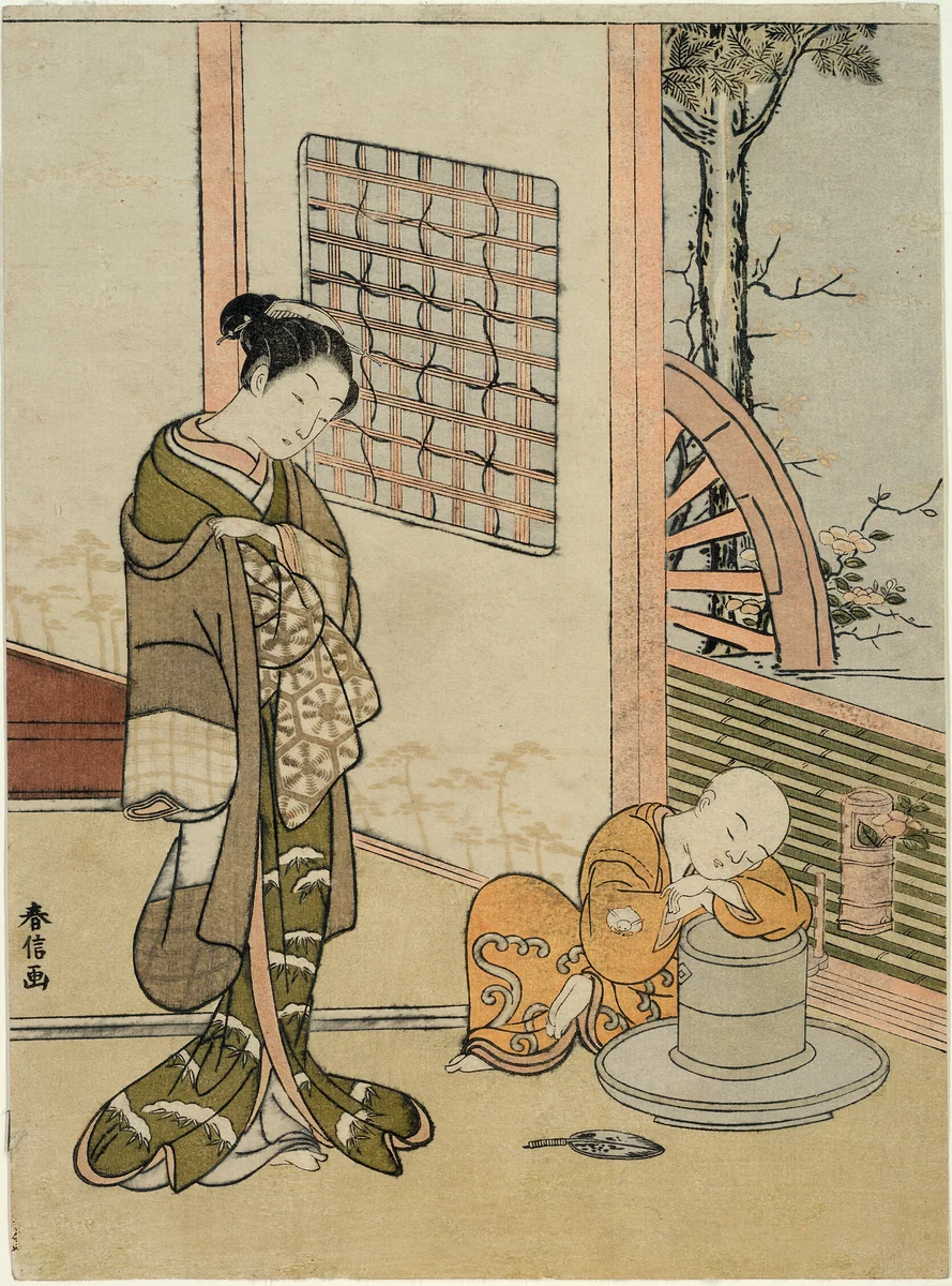 The Sleeping Tea-Boy (parody of Hokaso) by Suzuki Harunobu (鈴木春信), print, 1762-1772