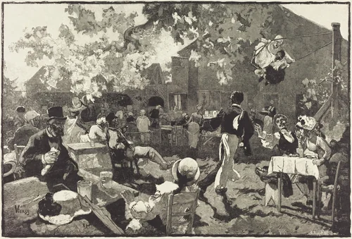 Le Cabaret du Coq de Bruyère au Bois de Meudon by Auguste Lepère; Daniel Vierge, portfolio, 1888