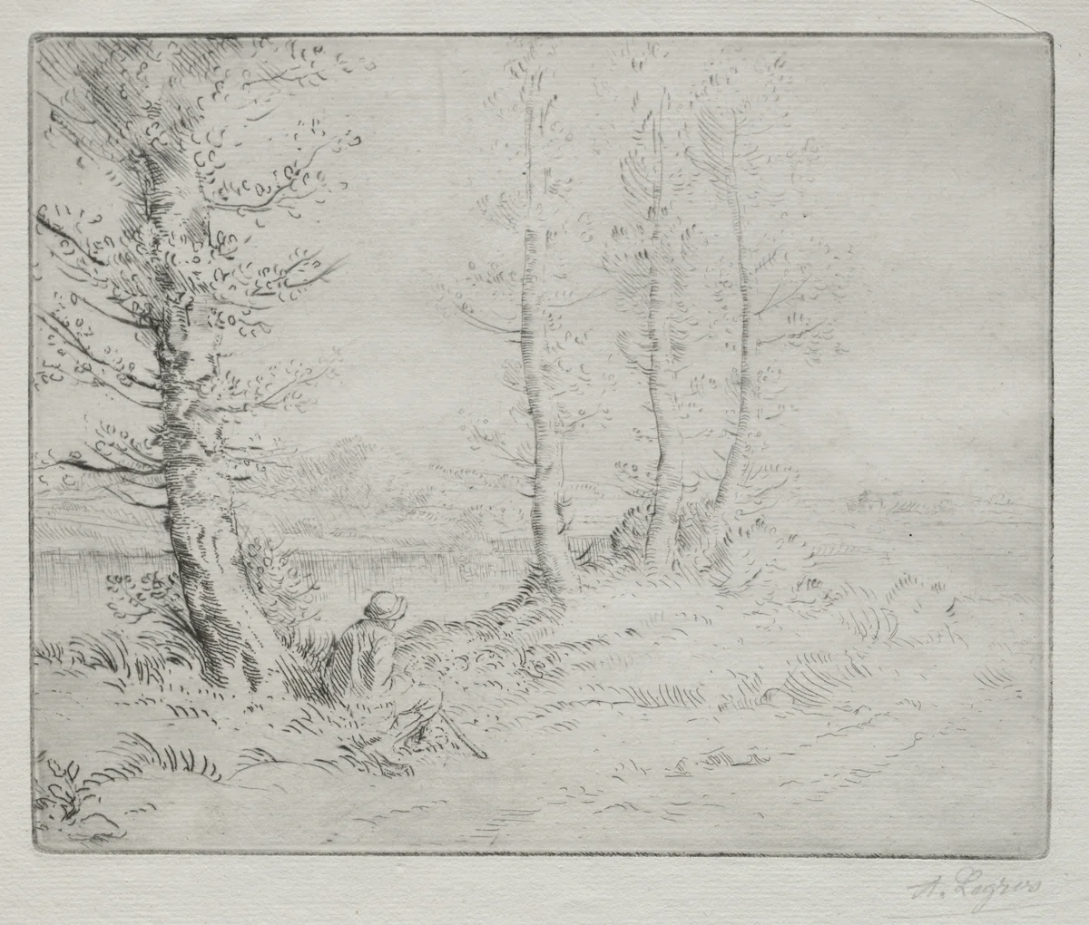 Le long de la rive by Alphonse Legros, print, 1857-1911