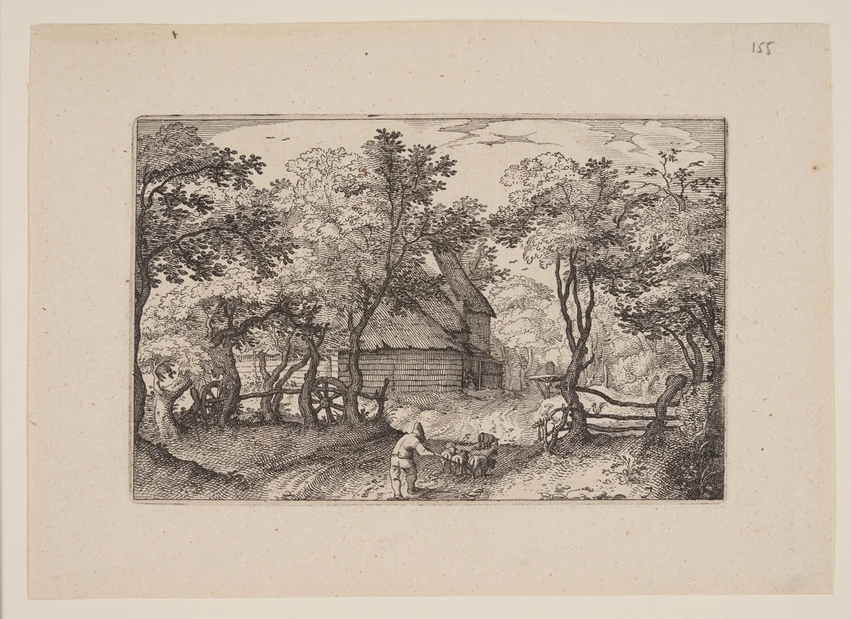 The Road Toward Heemstede, from Views in the Surroundings of Haarlem (Plaisante Plaetsen) by Claes Jansz Visscher, print, 1610-1620