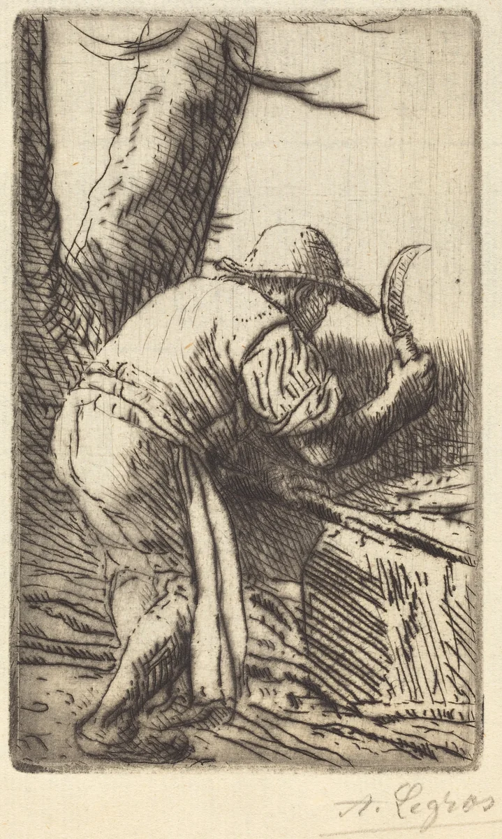 Fagot-cutter (Le coupeur de fagots) by Alphonse Legros, print, 1837-1911