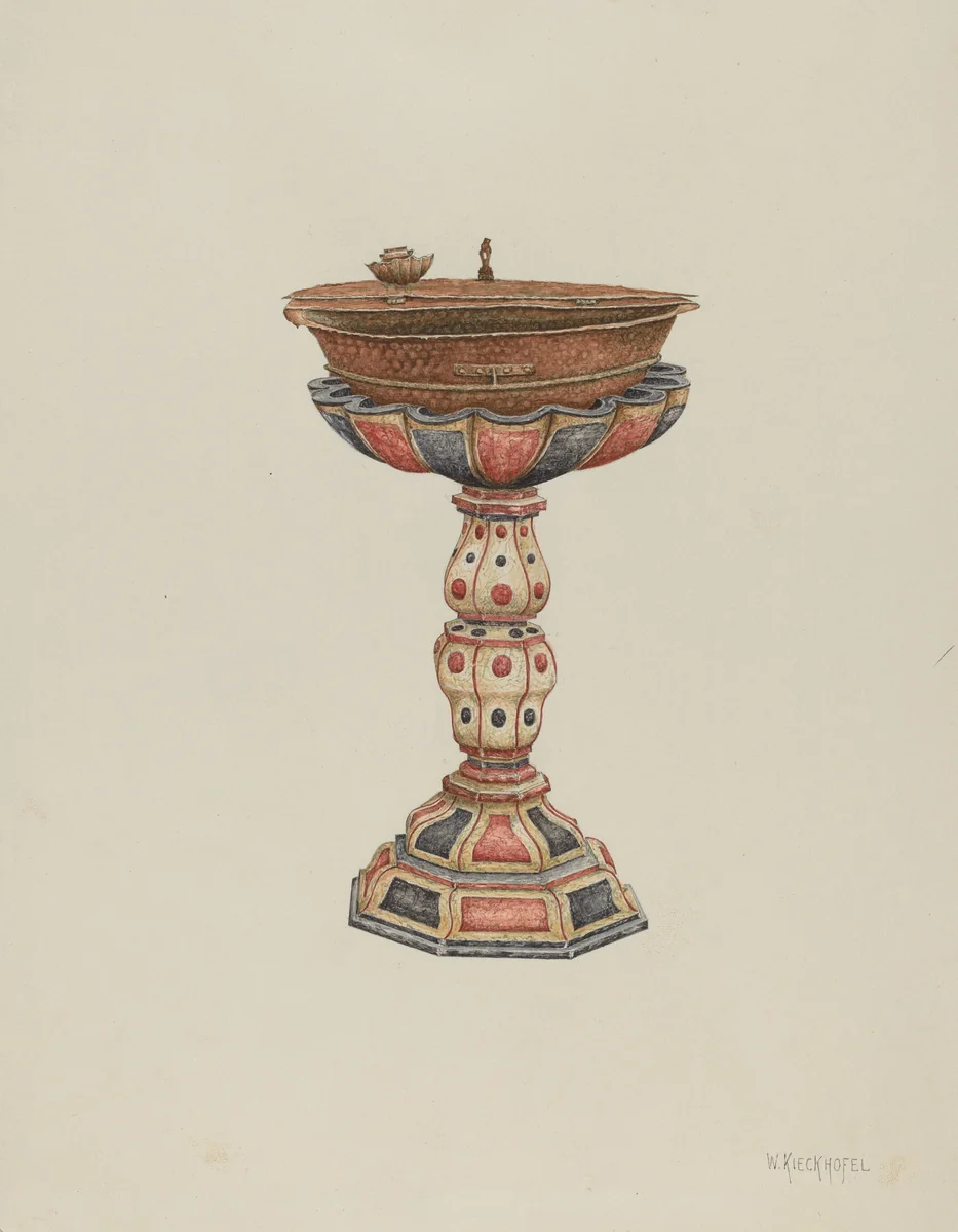 Baptismal Font and Stand by William Kieckhofel, index of american design, 1939