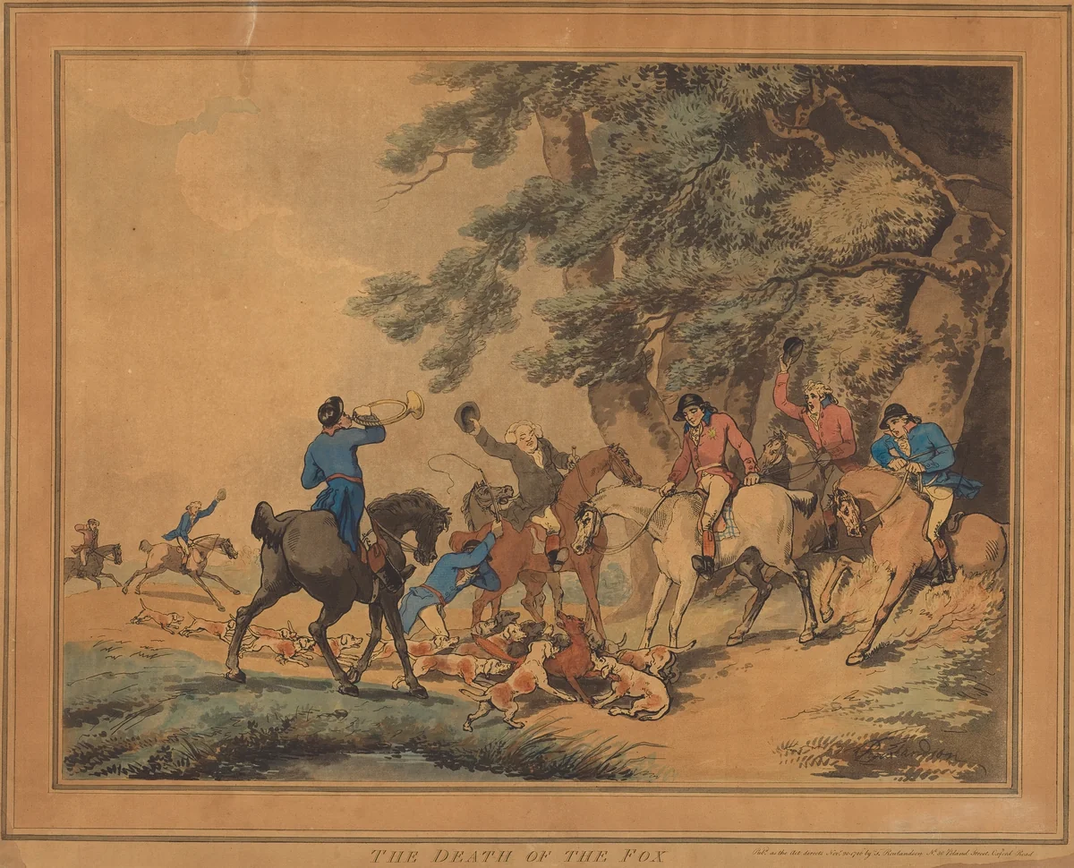 The Death of the Fox by Thomas Rowlandson, print, 1786