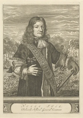 Portret van Niels Juel by Christiaan Hagen, print, 1635-1695
